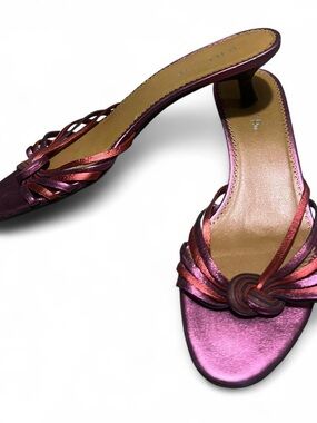 Unisa Metallic Pink and Purple Strappy Kitten Heel Sandals